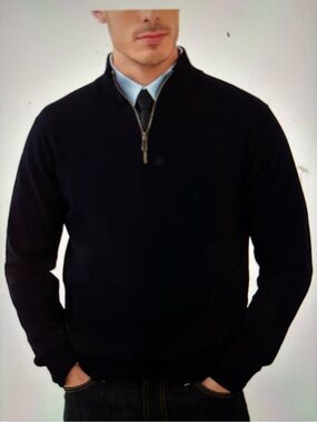 Kallspin Men’s 1/4 Zip Pullover Sweater Long Sleeve Cable Knit Size L -NWT